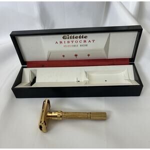 Vtg Gillette Aristocrat Adjustable 22k Plated Razor. Manufactured 1961- 1967